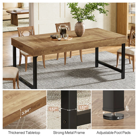 Farmhouse dining table — wood grain finish detail
