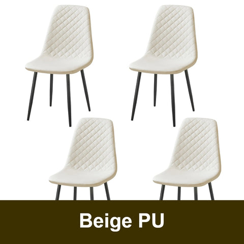 Beige faux leather dining chair with black legs