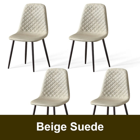 Beige suede dining chair with black legs