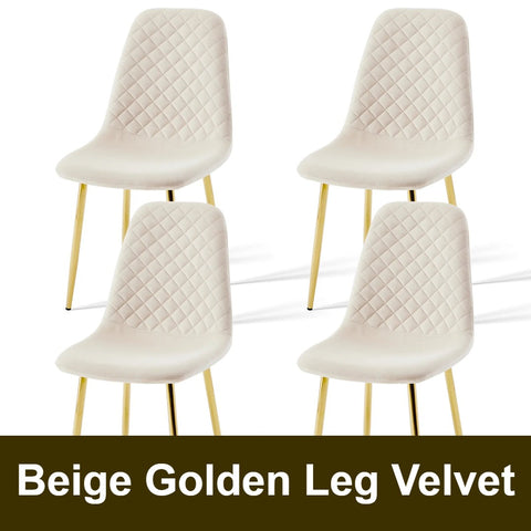 Beige velvet dining chair with gold legs