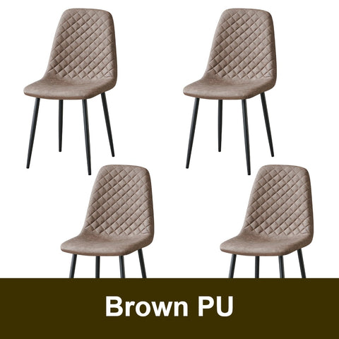 Brown faux leather dining chair with black legs