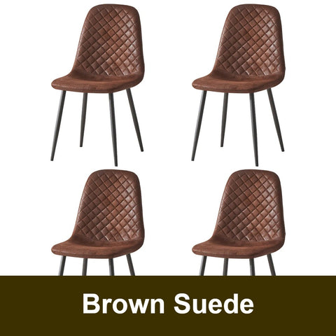 Brown suede dining chair with black legs