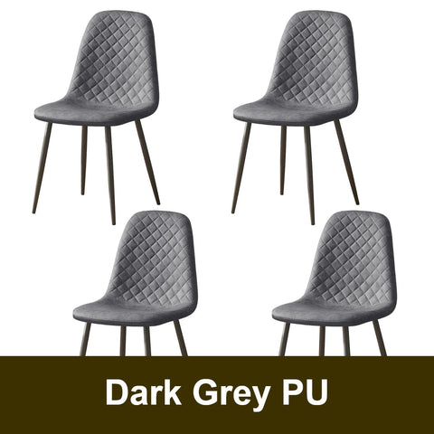 Dark grey faux leather dining chair with black legs