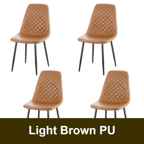 Light brown faux leather dining chair with black legs