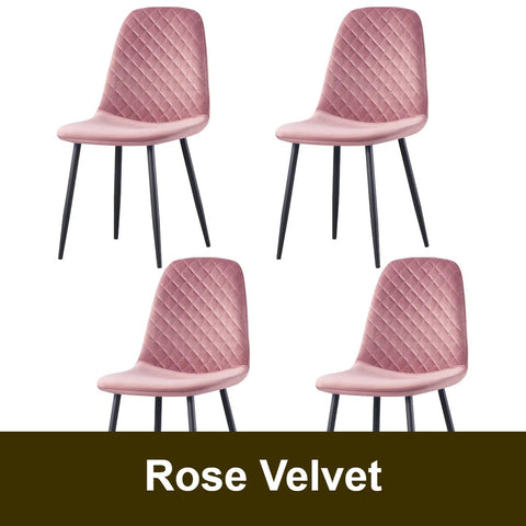 Rose velvet dining chair with black legs