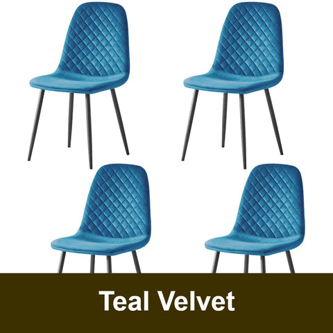 Teal velvet dining chair with black legs