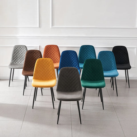 Faux suede dining chairs, the full colour range side by side