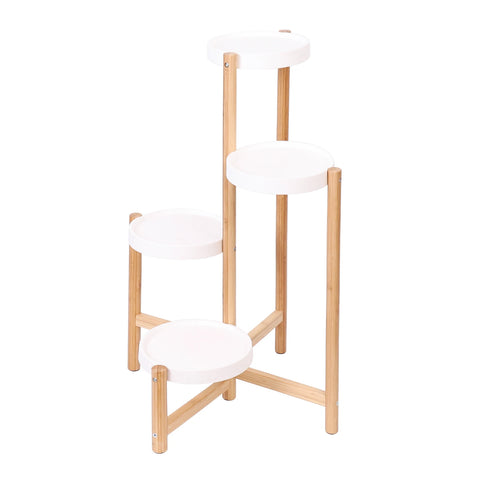 Four-tier bamboo plant stand, 51 cm wide, shown empty