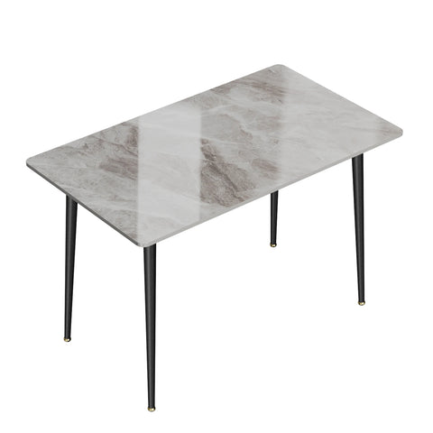 Gloss marble dining table in glossy grey, 120 x 70 cm
