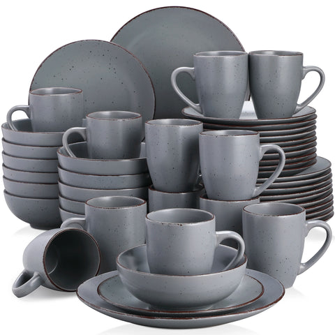 Grey stoneware dinner set, 48 pieces for twelve people