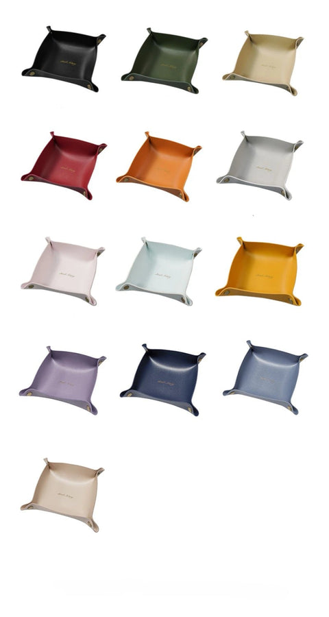 All the leather valet tray colourways shown together