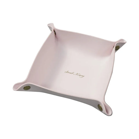 Leather valet tray in pale pink