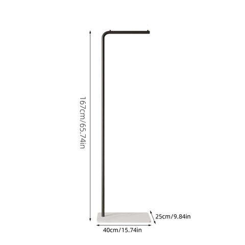 Black metal valet stand — 40 cm wide, 25 cm deep, 130 cm high