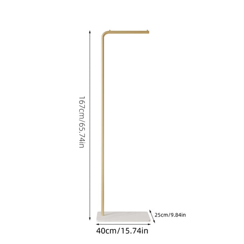 Gold metal valet stand — 40 cm wide, 25 cm deep, 130 cm high