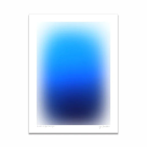 Modern gradient art print in blue and white