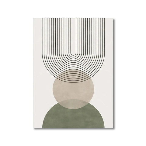 Nordic geometric leaf print, left design — geometric shapes on beige