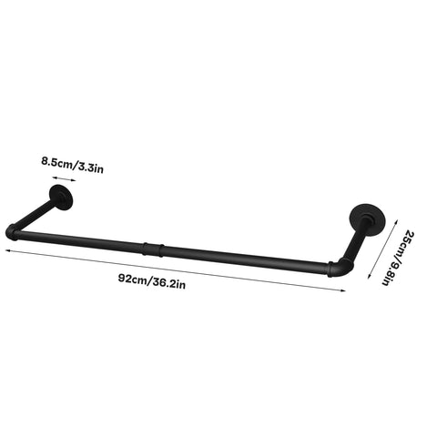 Pipe clothes rail dimensions — 92 cm long, 0.8 cm pipe