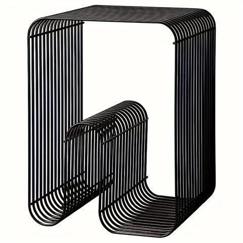 Black wire side table with looped steel frame