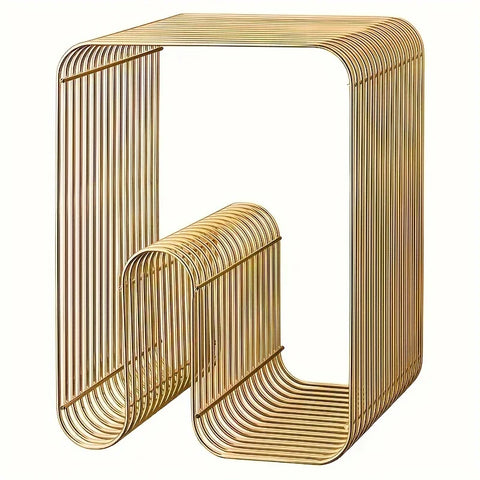 Gold wire side table with looped steel frame