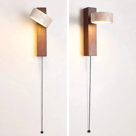 Stone-shade wall lamp seen from two angles