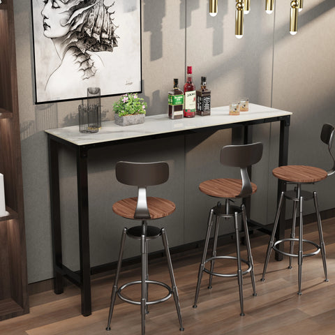 Glossy white stone top bar table used as a home bar