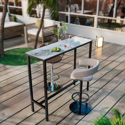 Jade white stone top bar table on a terrace