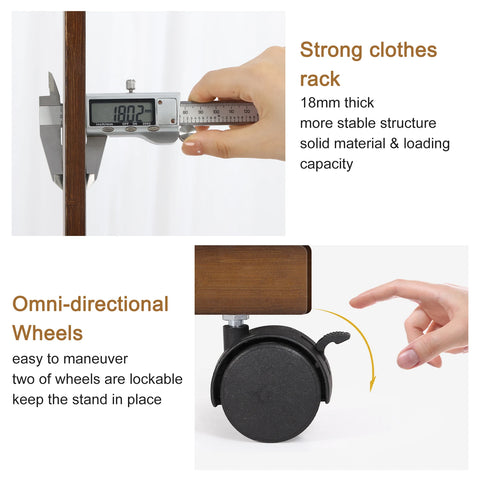 Walnut bamboo clothes stand — hook and joint detail