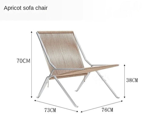 Woven cord lounge chair, steel frame with apricot cord