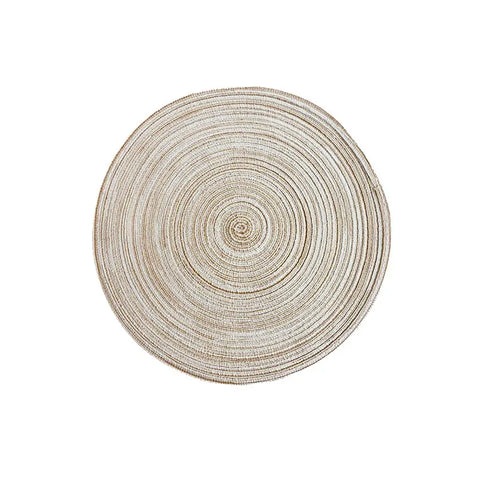 Cream yarn woven round placemat