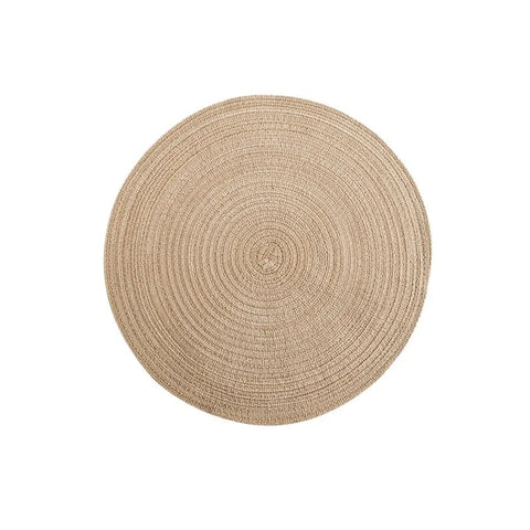 Natural yarn woven round placemat