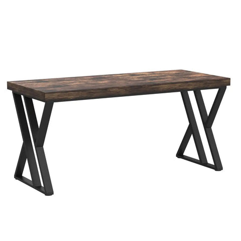 Z-frame writing desk with black crossed metal legs