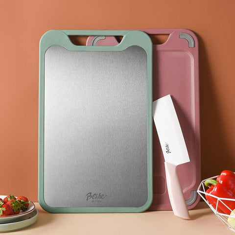 Double-sided stainless steel cutting board