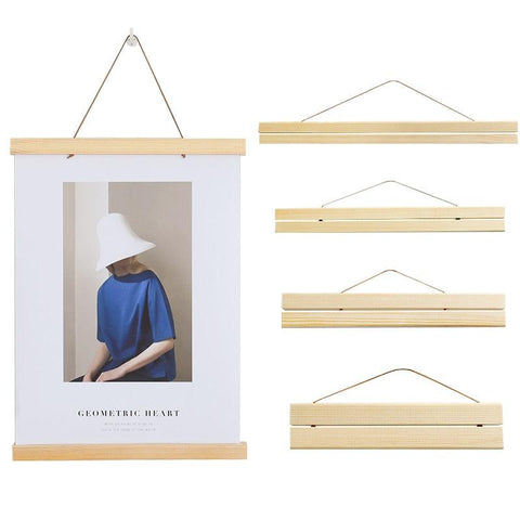 Magnetic pine print hanger for canvas prints
