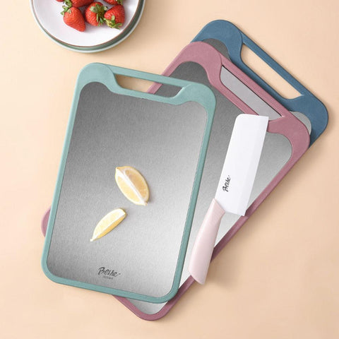 Double-sided stainless steel cutting board