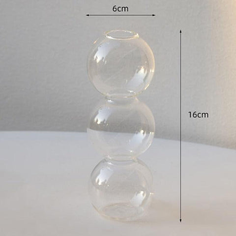Bubble glass vase in clear glass, 6cm wide and 16cm tall