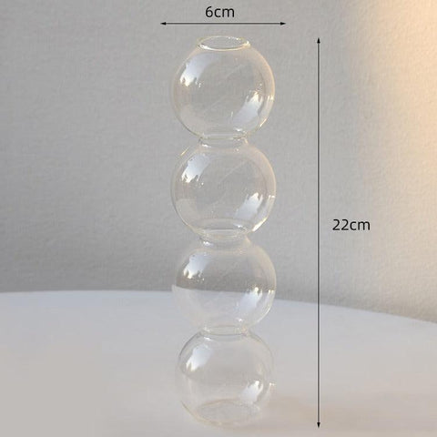 Bubble glass vase in clear glass, 6cm wide and 22cm tall