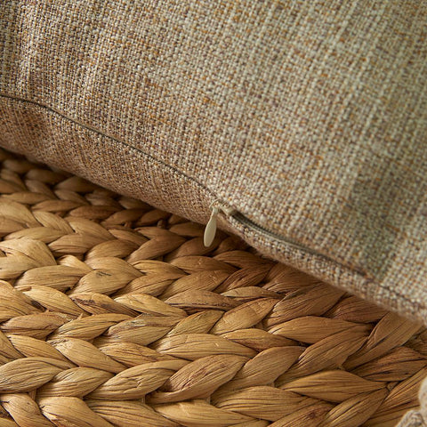 Close-up of the hemp cushion cover's woven texture