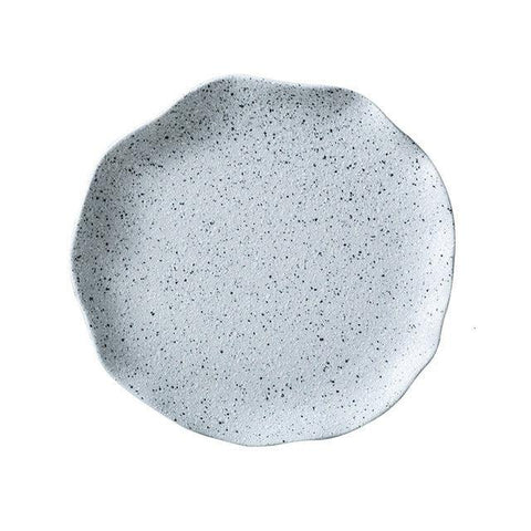 Granite stoneware plate, 9.5 inch, speckled glaze with an organic rim