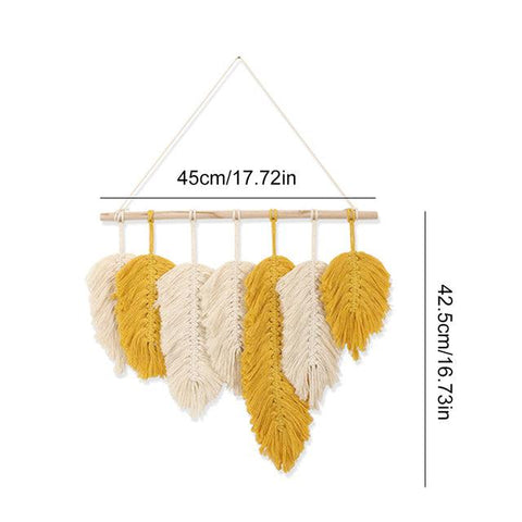 Macrame leaf wall hanging, 40cm wide and 42.5cm long
