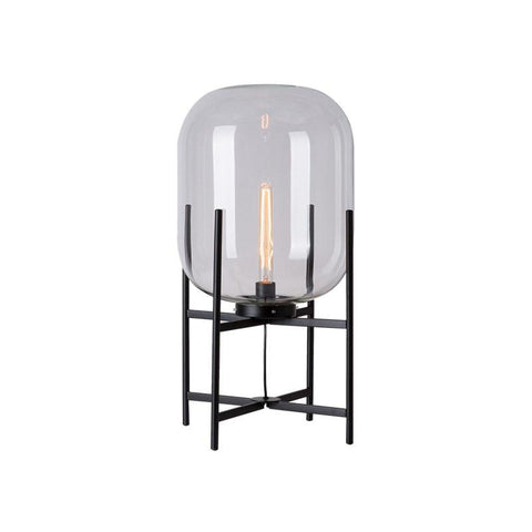 Nordic Glow floor lamp in clear glass on a black metal stand