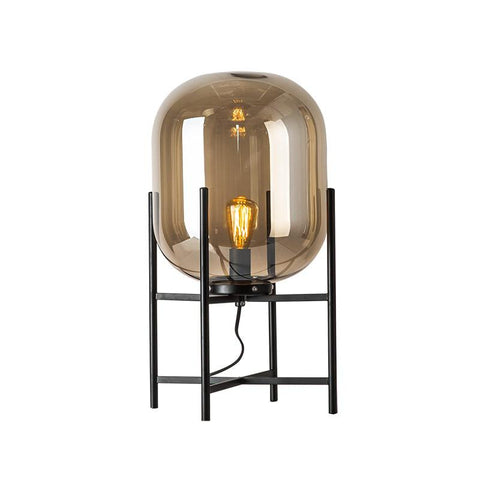 Nordic Glow floor lamp in cognac glass on a black metal stand