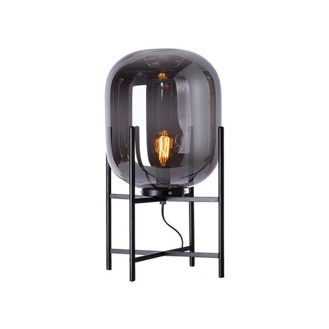 Nordic Glow floor lamp in smoke glass on a black metal stand