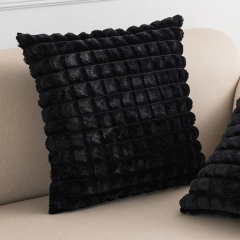 Raised square cushion cover in black