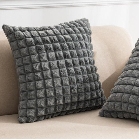 Raised square cushion cover in grey
