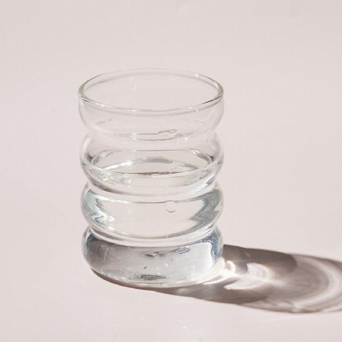 Retro ribbed glass tumbler in clear glass, 250ml
