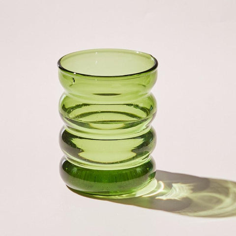 Retro ribbed glass tumbler in light green, 250ml