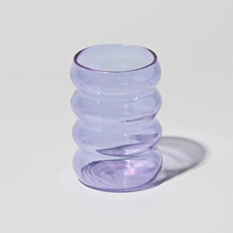 Retro ribbed glass tumbler in lilac, 250ml