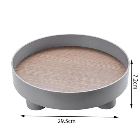 Round storage tray in grey, 29.5cm across and 7.2cm tall