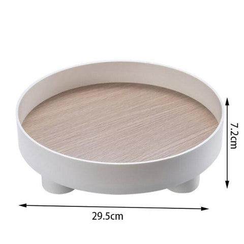 Round storage tray in white, 29.5cm across and 7.2cm tall