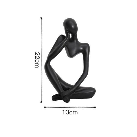 Thinker sculpture pose A in black, 22cm tall and 13cm wide
